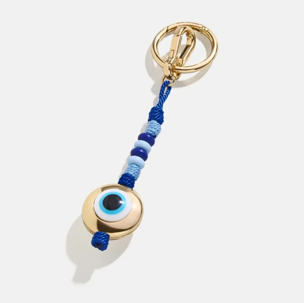 NWT 🩷🧿💚 BaubleBar Evil Eye Beaded Gold and Blue Bag Charm - Picture 1 of 3
